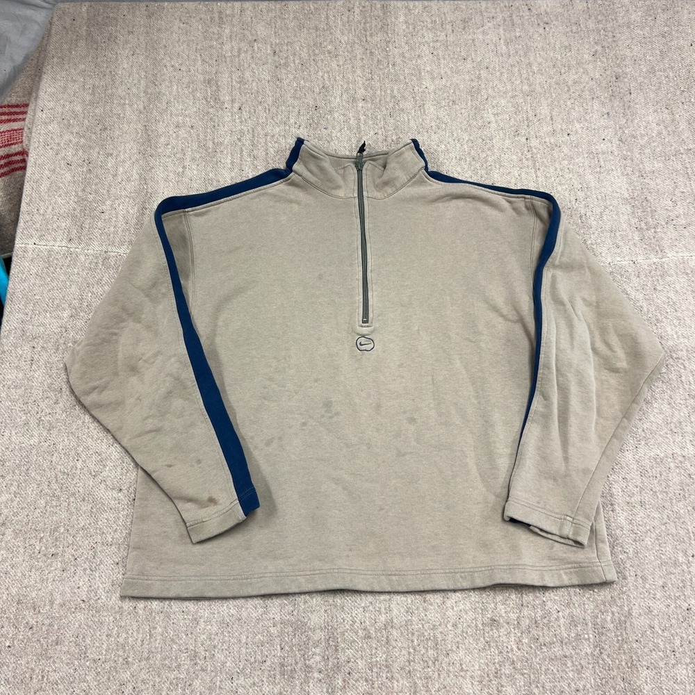 Vintage Nike 1/4‎ Zip Sweatshirt Mens Large Brown 1990s